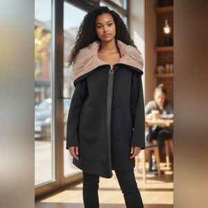 Elegant Black and Dusty Rose Women's Rain Coat